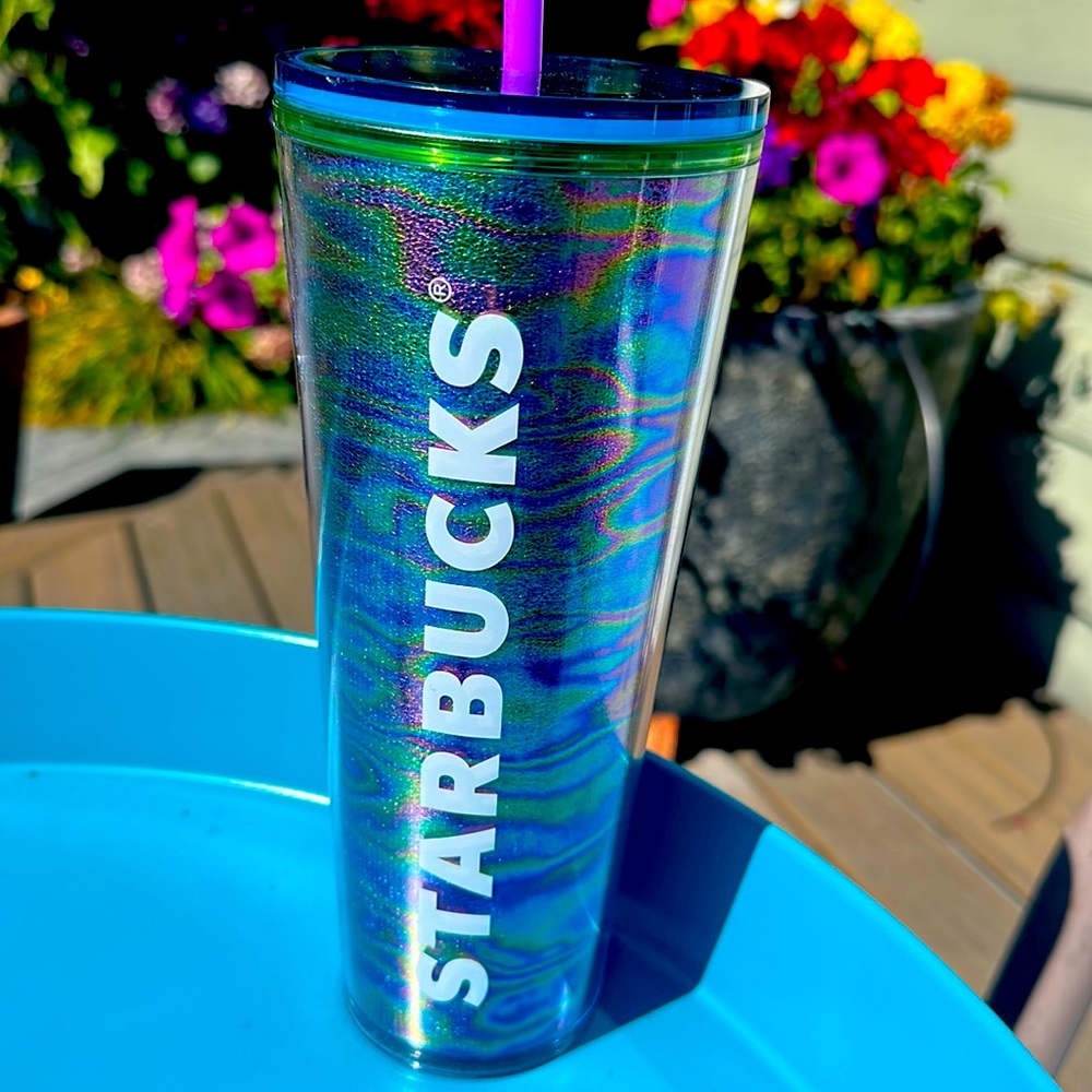 Starbucks 24oz NWTS  metallic look oil slick pattern tumbler